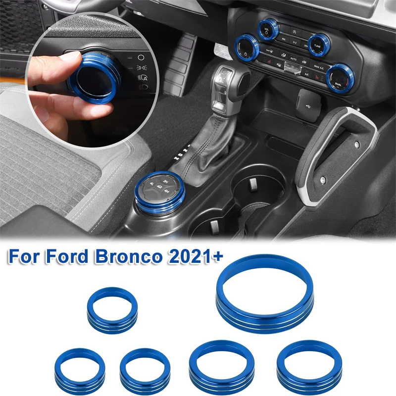 6 Pcs/set Aluminum Alloy Air Conditioner Audio & 4WD & Headlight Switch Knob Ring Trim for Ford Bronco 2021+
6 Pcs/set Aluminum Alloy Air Conditioner Audio & 4WD & Headlight Switch Knob Ring Trim for Ford Bronco 2021+