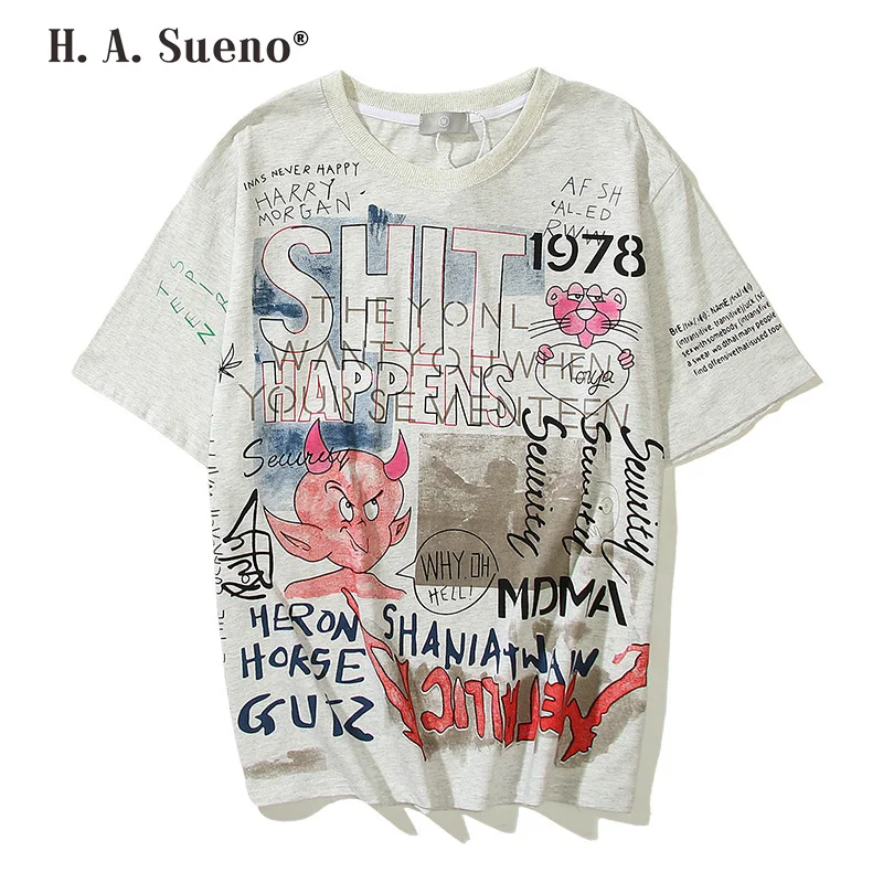 2022 New and summer Freehand Graffiti men t shirts carton Demon print mens tees oversized t shirt 
2022 New and summer Freehand Graffiti men t shirts carton Demon print mens tees oversized t shirt