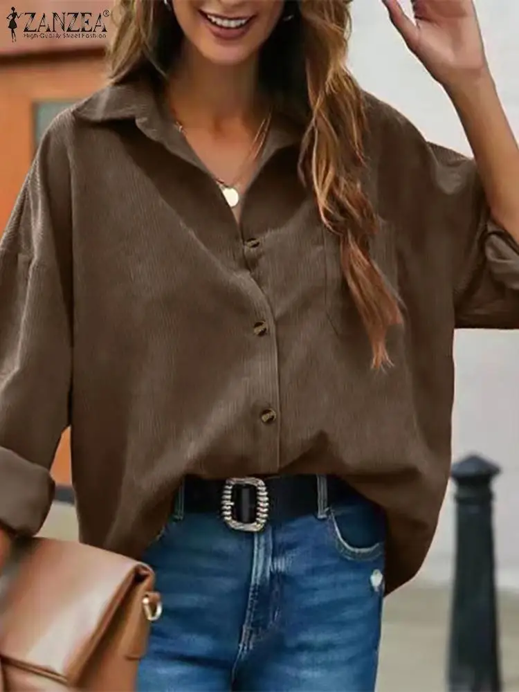 ZANZEA Autumn Lapel Neck Long Sleeve Corduroy Blouse Women Fashion Buttons Down Blusas Casual Work Top Tunic Elegant Solid Shirt
ZANZEA Autumn Lapel Neck Long Sleeve Corduroy Blouse Women Fashion Buttons Down Blusas Casual Work Top Tunic Elegant Solid Shirt