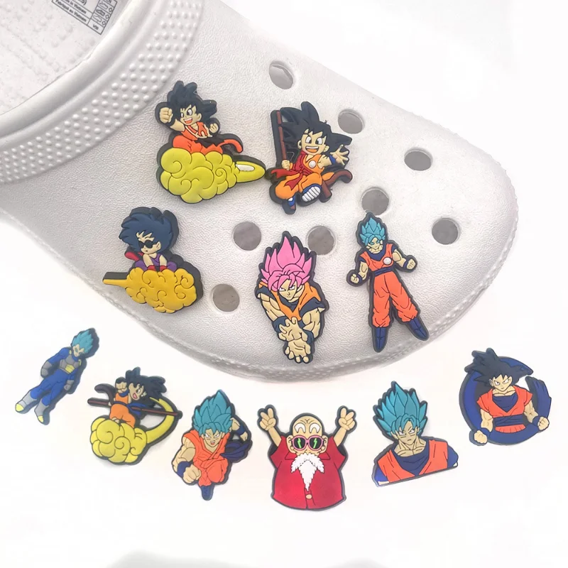 

1PCS Cartoon Dragon Ball Son Goku Shoes Charms Silicone Set Crocs Accessories Kids X-mas Kid Gifts Wristband Hole Slipper Decor