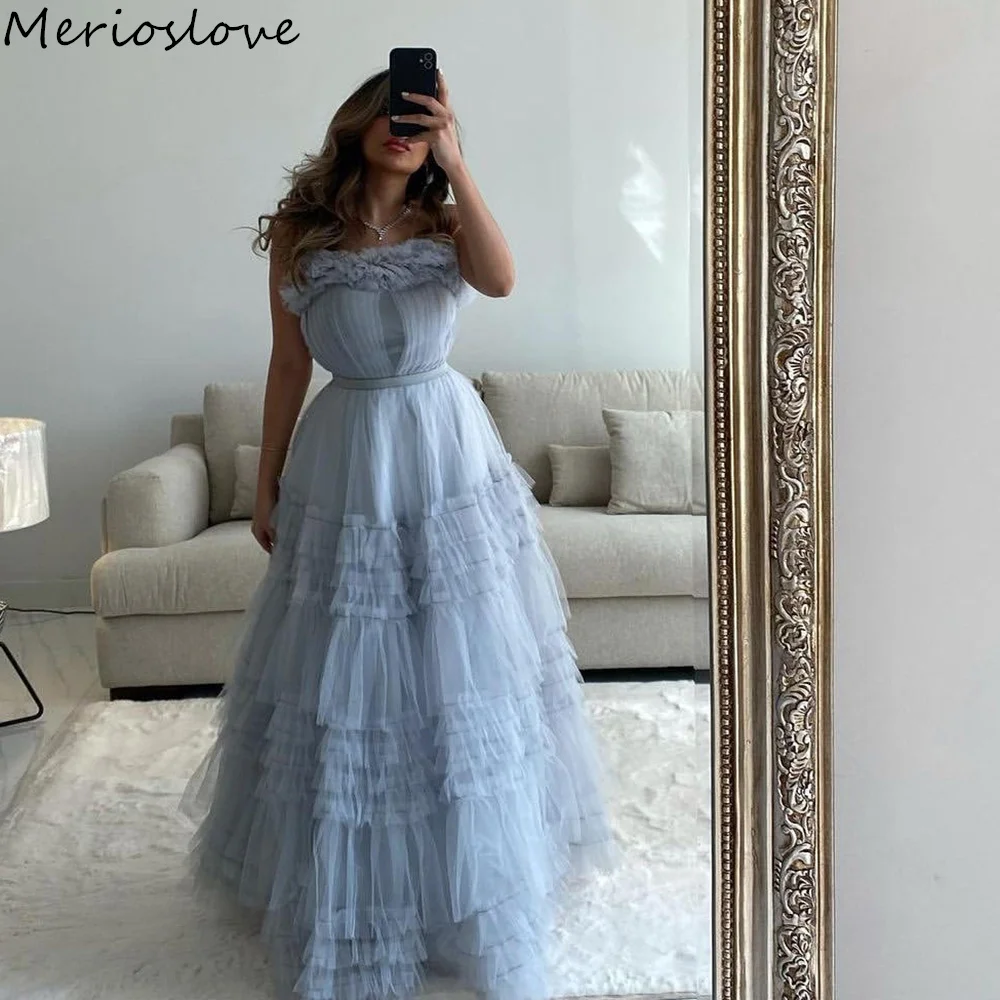 Merioslove Elegant Tiered Ruffles Tulle Prom Dresses Sleeveless Pleat Ruched A-Line Saudi Arabic Women Party Evening Gowns 2024
Merioslove Elegant Tiered Ruffles Tulle Prom Dresses Sleeveless Pleat Ruched A-Line Saudi Arabic Women Party Evening Gowns 2024