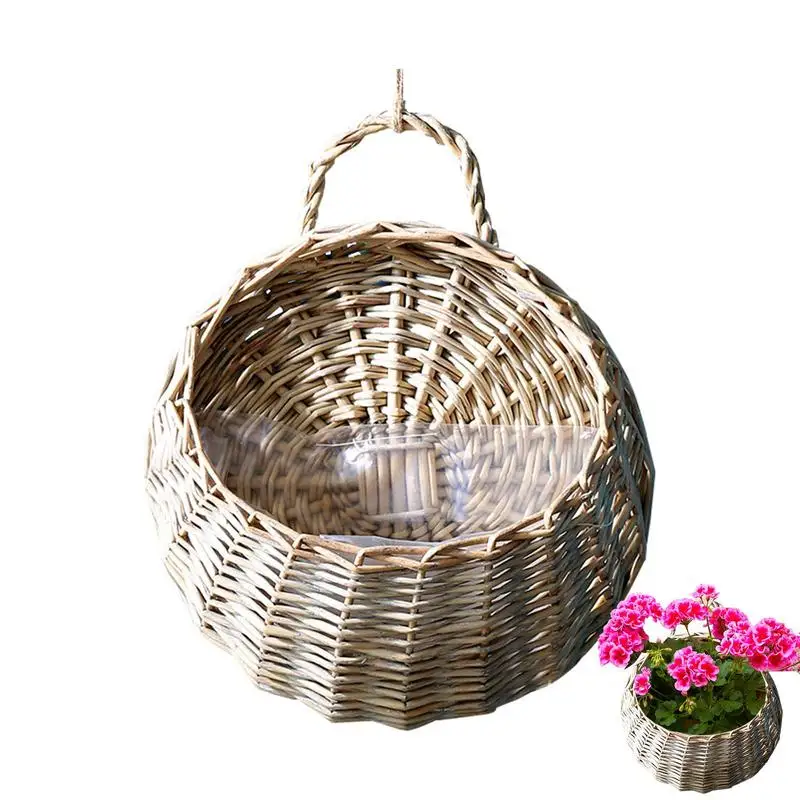 

Настенная Корзина из ротанга, плетеный цветочный горшок ручной работы, плетеная ваза из ротанга, корзины для сада, балкона, домашний декор