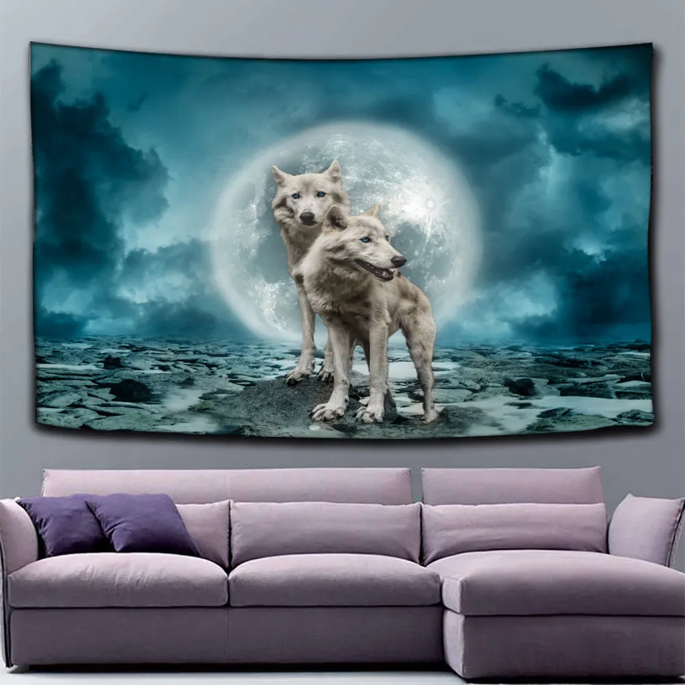 

Настенный Гобелен Manada с 3D рисунком животных, натуральный диван, фоны, настенные гобелены, богемный волк, тигр, Лев, домашний декор