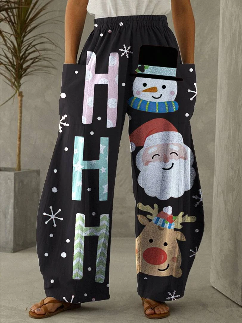 New Year Christmas Woman 3D Printed Black Pants Santa Claus Cartoon Pattern Pocket Casual Sportswear Loose Trousers
New Year Christmas Woman 3D Printed Black Pants Santa Claus Cartoon Pattern Pocket Casual Sportswear Loose Trousers
