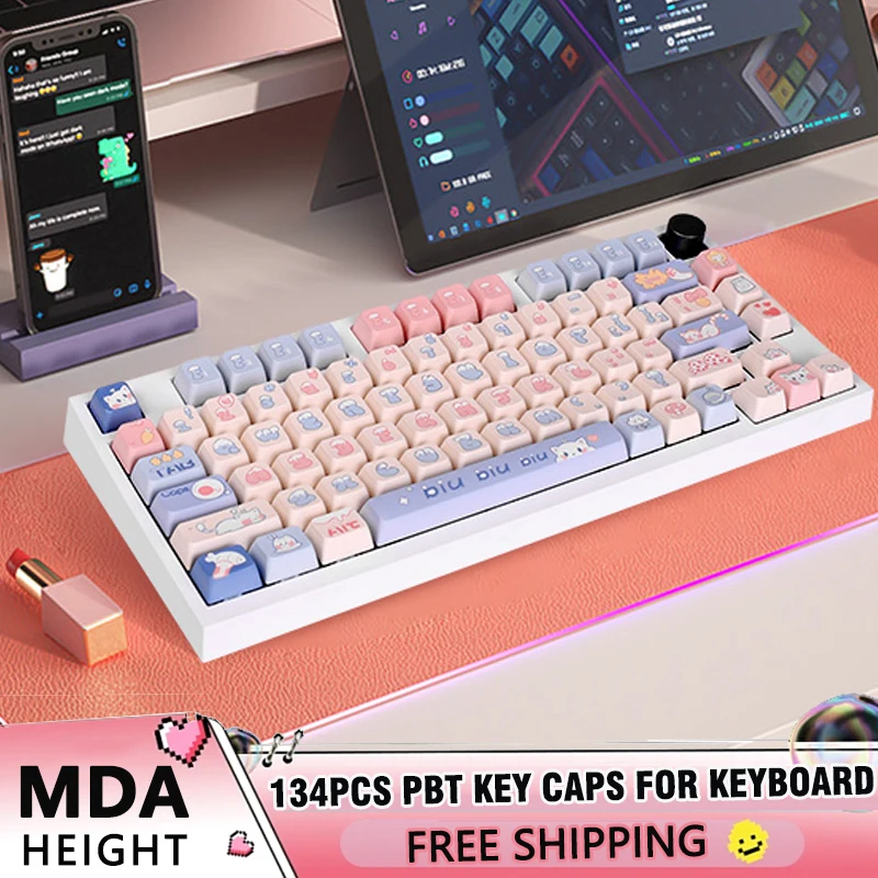 134 Keys MDA Profile Pink Cat Keycaps PBT Sublimation Customized DIY Key Caps For Gaming Mechanical Keyboard Mx Switch Keycap 
134 Keys MDA Profile Pink Cat Keycaps PBT Sublimation Customized DIY Key Caps For Gaming Mechanical Keyboard Mx Switch Keycap