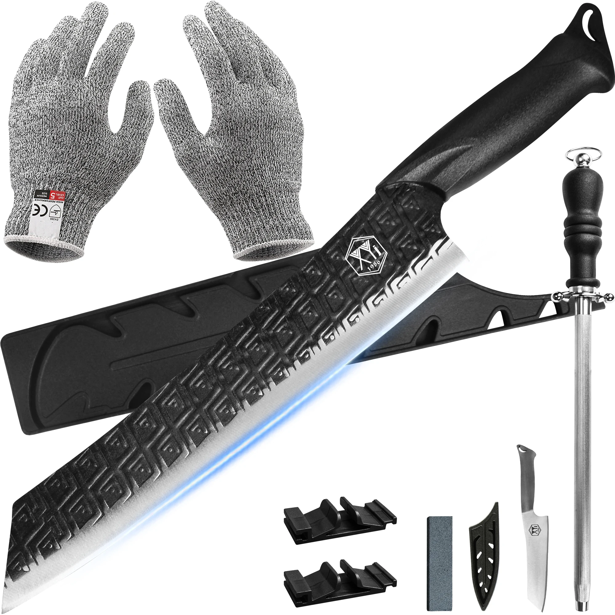 Kitchen Knife With Sharpening Bar Cover Plastic Handle Slicing Filleting Knife Stainless Steel 10" Cleaver Meat Vegetable Tool
Kitchen Knife With Sharpening Bar Cover Plastic Handle Slicing Filleting Knife Stainless Steel 10" Cleaver Meat Vegetable Tool