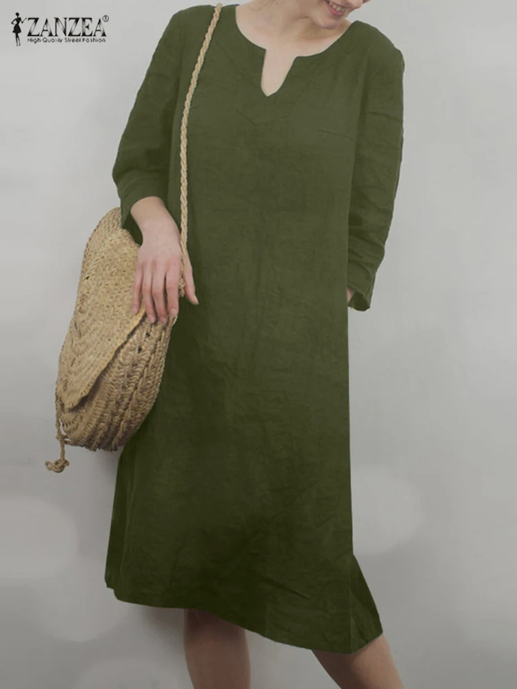 Платье ZANZEA женское свободное с V-образным вырезом, праздничный винтажный Повседневный однотонный мешковатый сарафан с коротким рукавом, большие размеры, до колена
Платье ZANZEA женское свободное с V-образным вырезом, праздничный винтажный Повседневный однотонный мешковатый сарафан с коротким рукавом, большие размеры, до колена