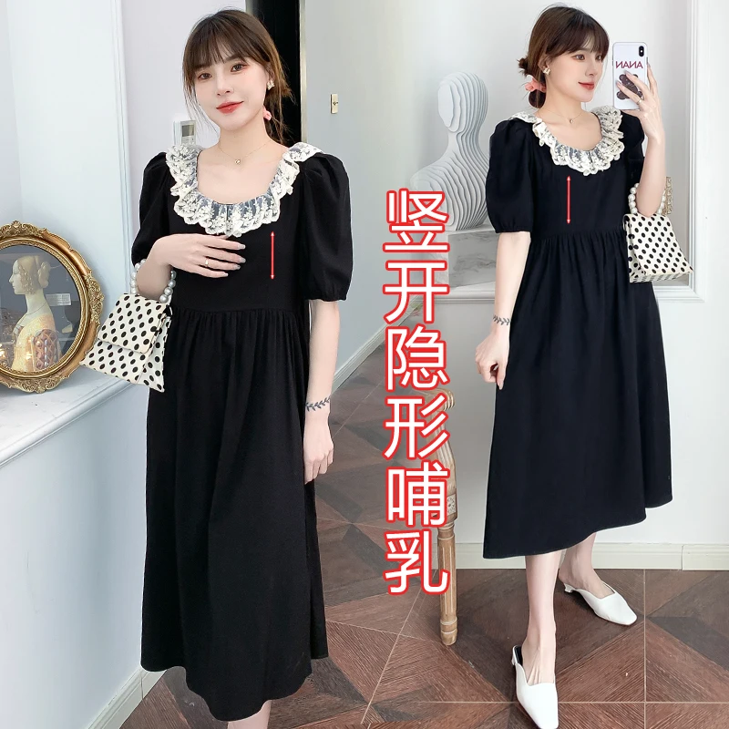 9646# Summer Korean Fashion Black Maternity Nursing Long Dress Sweet A Line Breastfeeding Clothes for Pregnant Women Pregnancy
9646# Summer Korean Fashion Black Maternity Nursing Long Dress Sweet A Line Breastfeeding Clothes for Pregnant Women Pregnancy