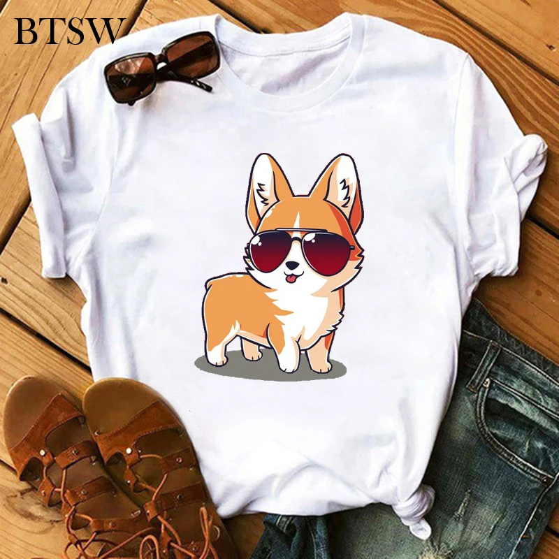 Fashion Funny Cute Corgi Dog Printed T-Shirt Harajuku 90s Kawaii Women Short Sleeves T Shirts Tops Graphic Tees Female Tshirt
Fashion Funny Cute Corgi Dog Printed T-Shirt Harajuku 90s Kawaii Women Short Sleeves T Shirts Tops Graphic Tees Female Tshirt