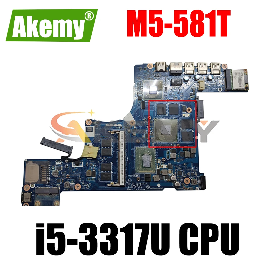 AKEMY Laptop Motherboard For Acer M5-581T Main Board Q5LJ1 LA-8203P i5-3317U 1.7Ghz CPU Onboard with Graphics Card 
AKEMY Laptop Motherboard For Acer M5-581T Main Board Q5LJ1 LA-8203P i5-3317U 1.7Ghz CPU Onboard with Graphics Card