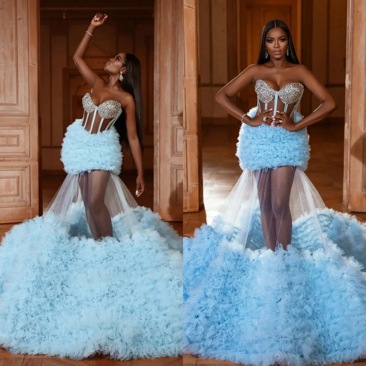 Light Blue Illusion Prom Dresses Layered Tulle Beading Sweetheart Evening Gowns Girls Party Dress Photoshoot vestido de noche
Light Blue Illusion Prom Dresses Layered Tulle Beading Sweetheart Evening Gowns Girls Party Dress Photoshoot vestido de noche
