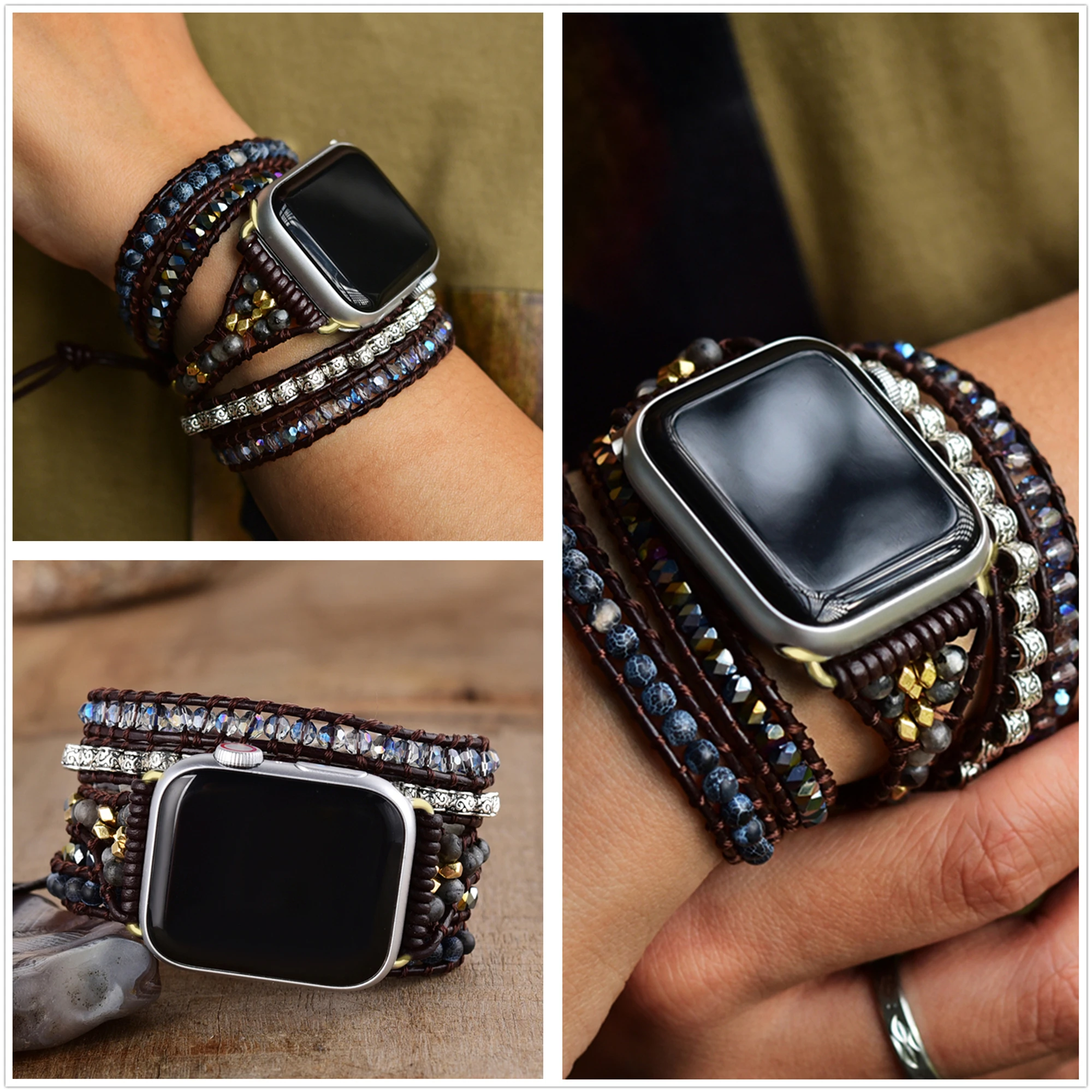 Ремешок для часов Apple Watch 38 мм-45 мм браслет из фантастического Лабрадорита с
