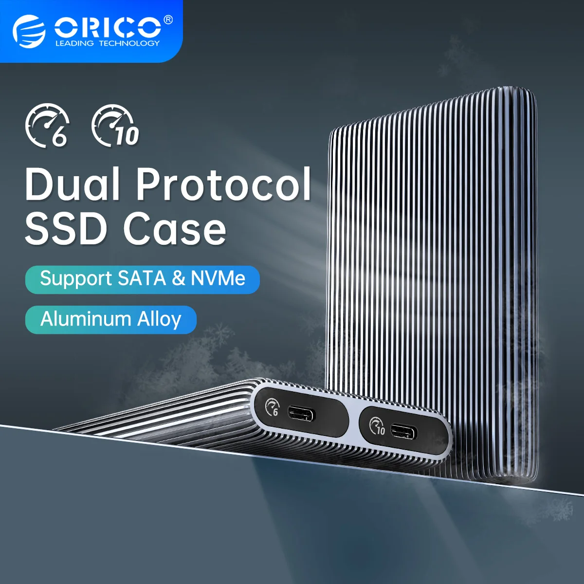 ORICO Dual Bay Aluminum M2 NVMe SSD Enclosure USB3.1 Gen2 10Gbps For M Key M&B Key NVMe PCIe SSD With Built-in Cooling Vest
ORICO Dual Bay Aluminum M2 NVMe SSD Enclosure USB3.1 Gen2 10Gbps For M Key M&B Key NVMe PCIe SSD With Built-in Cooling Vest
