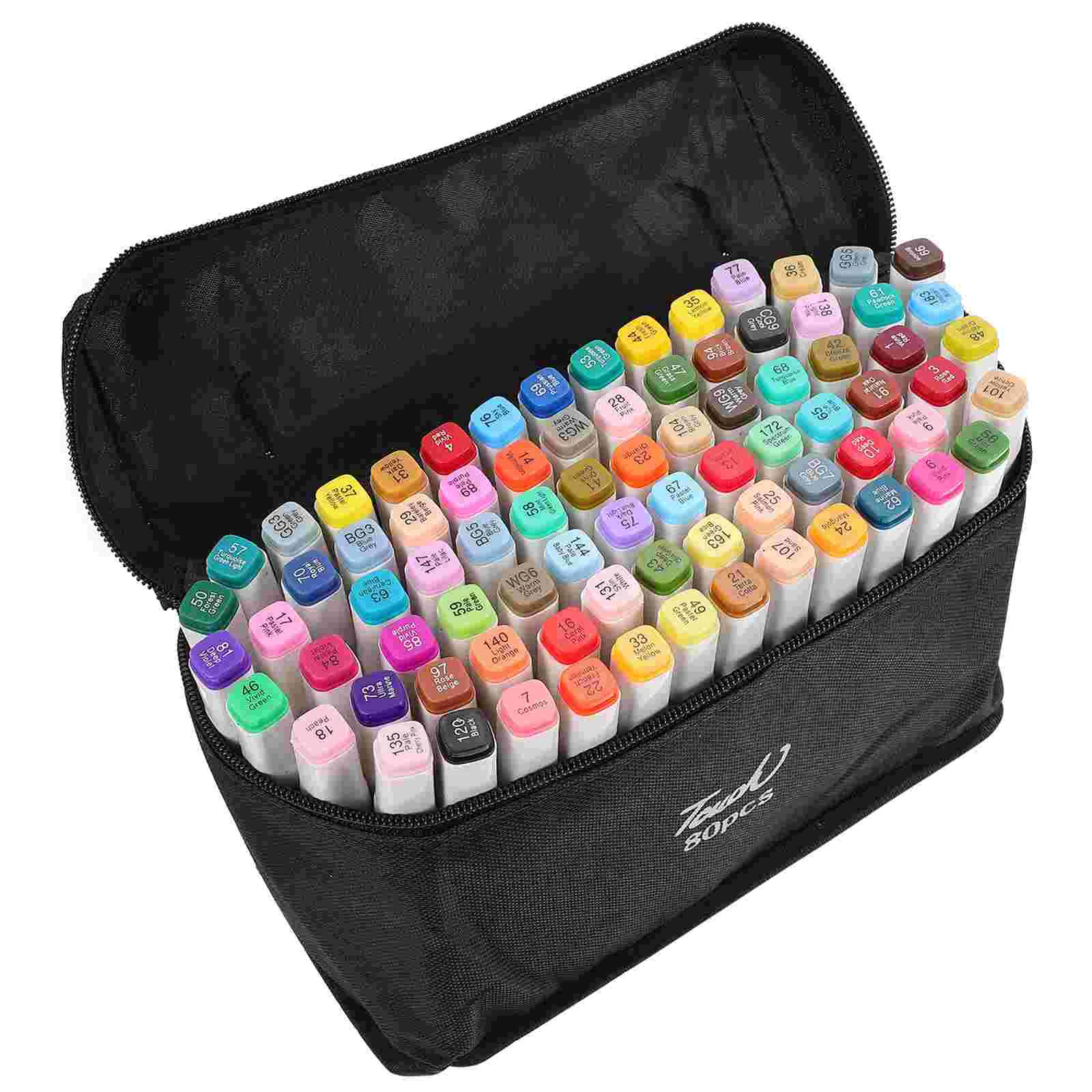 

1 Set 80 Dual Tip Markers with Case Based Markers Highlighters for Kids Coloring Drawing Sketching Making Illustration ( White )