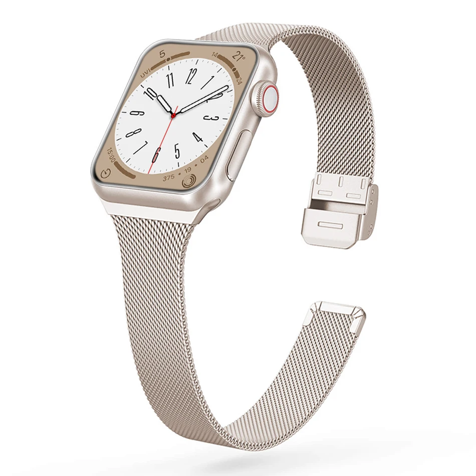 Тонкий металлический ремешок для Apple Watch Band 8 7 41 мм 45 мм 6/SE/5/4 38 мм 40 мм, браслет из нержавеющей стали для iwatch 42 мм 44 мм Ultra 49 мм
Тонкий металлический ремешок для Apple Watch Band 8 7 41 мм 45 мм 6/SE/5/4 38 мм 40 мм, браслет из нержавеющей стали для iwatch 42 мм 44 мм Ultra 49 мм