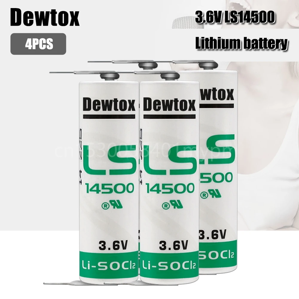 4PCS New Original Dewtox LS14500 3.6V 2600MAH size AA Thionyl Chloride Industrial Lithium Battery PLC batteries With Two Tabs
4PCS New Original Dewtox LS14500 3.6V 2600MAH size AA Thionyl Chloride Industrial Lithium Battery PLC batteries With Two Tabs