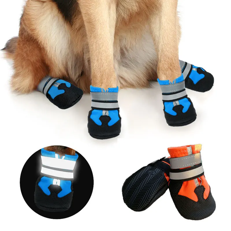 

Medium and Large Pet Dog Shoes Non-slip Waterproof Fabric Rubber Sole Outdoors In Rainy Days Soft-soled Reflective Night