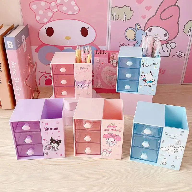 Kawaii Sanrioed Anime My Melody Cinnamoroll Kuromi Kitty Purin Dog Cartoon Drawer Makeup Brush Pen Container Desktop Storage Box
Kawaii Sanrioed Anime My Melody Cinnamoroll Kuromi Kitty Purin Dog Cartoon Drawer Makeup Brush Pen Container Desktop Storage Box