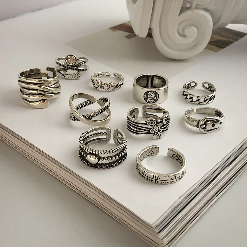 Hip-Hop Punk Retro 925 Silver Opening Ring For Woman Personality Joker Sweet Wind Ring 2022 Fashion Jewelry Accessories 
Hip-Hop Punk Retro 925 Silver Opening Ring For Woman Personality Joker Sweet Wind Ring 2022 Fashion Jewelry Accessories