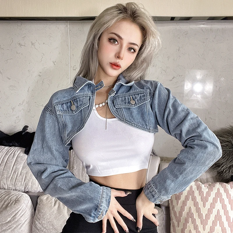 Hikigawa Chic Fashion Women Streetwear Y2k Cropped Denim Jackets Csaual Slim Long Sleeve Burron Up Shawl Top Spring Ropa Mujer
Hikigawa Chic Fashion Women Streetwear Y2k Cropped Denim Jackets Csaual Slim Long Sleeve Burron Up Shawl Top Spring Ropa Mujer