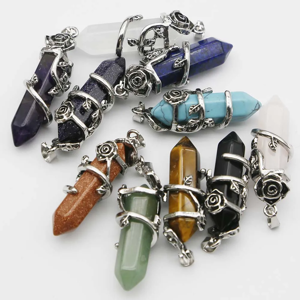 Natural Stone Around Hexagonal Pillar Rose Pendants Exquisite Turquoise Necklace Reiki Charms Jewelry Accessories Wholesale 6Pcs 
Natural Stone Around Hexagonal Pillar Rose Pendants Exquisite Turquoise Necklace Reiki Charms Jewelry Accessories Wholesale 6Pcs