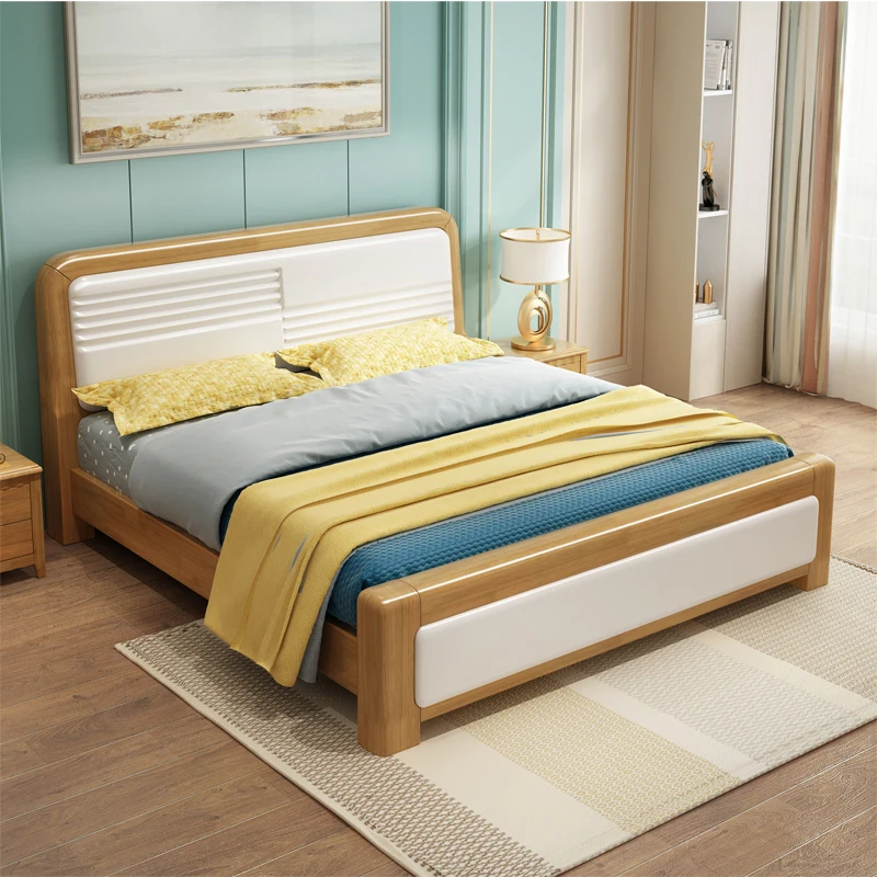 

Односпальная кровать из массива дерева, 1,8 м, двойная кровать, Главная спальня, кровать 1,5 м, современная простая односпальная кровать 1,2 м, домашняя кровать для хранения, детская кровать