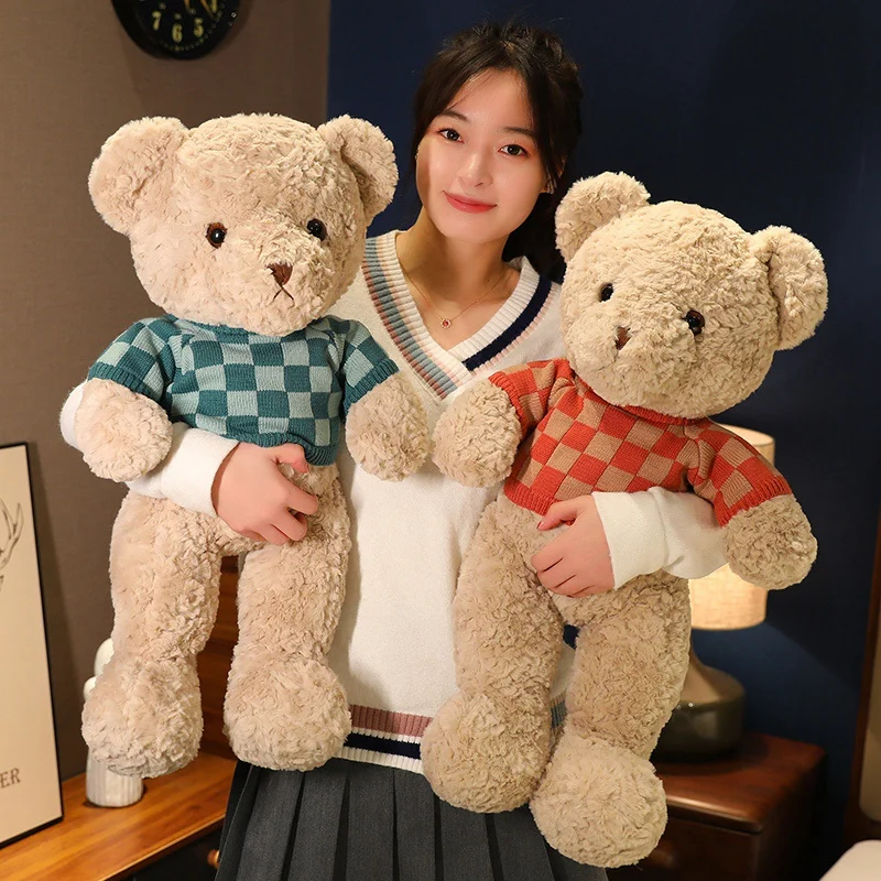 

45-90cm Teddy Bear with Sweater Plush Toys Cute Bears Stuffed Soft Pillows Animal Dolls Lovers Girls Valentine's Birthday Gifts