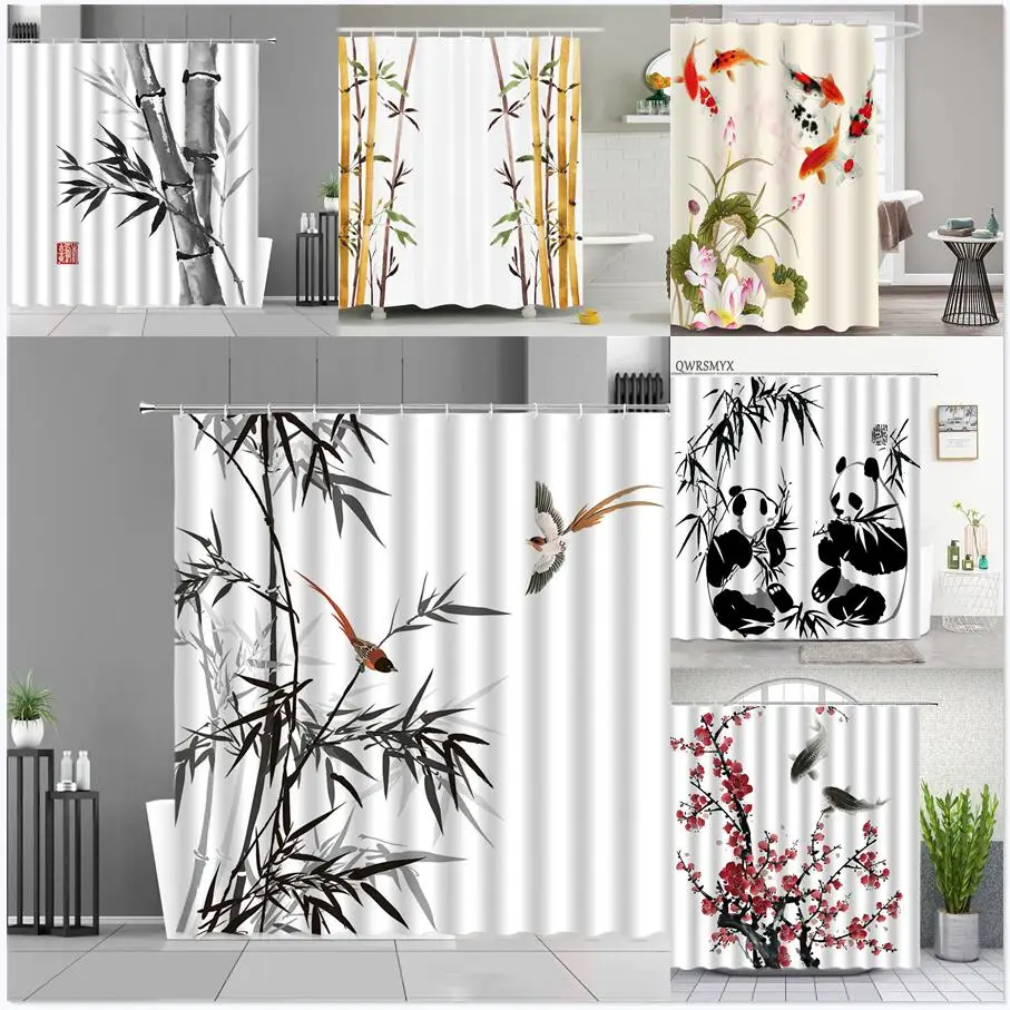 Ink Painting Bamboo Leaves Bird Shower Curtains Mountain Water Plant Landscape Waterproof Bathroom Curtain Home Decor
Ink Painting Bamboo Leaves Bird Shower Curtains Mountain Water Plant Landscape Waterproof Bathroom Curtain Home Decor