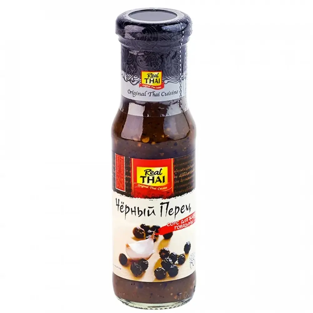 Острый перечный соус для говядины REAL THAI - Чёрный перец 150 гр в стекле