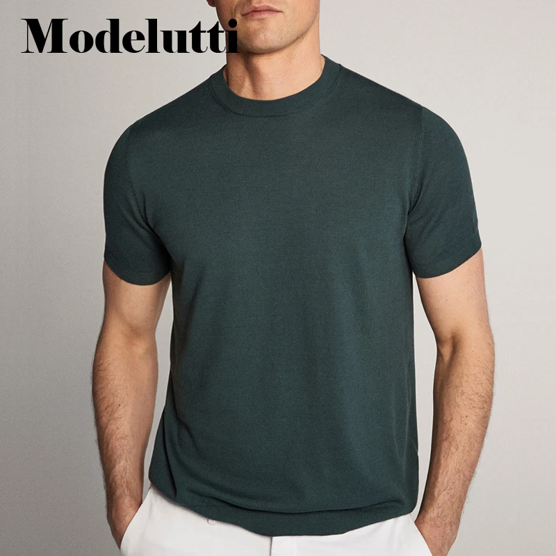 Modelutti 2022 New Spring Summer Short Sleeve Round Neck Knitted Basic T-shirt Slim Solid Color Simple Man Casual Tops Male
Modelutti 2022 New Spring Summer Short Sleeve Round Neck Knitted Basic T-shirt Slim Solid Color Simple Man Casual Tops Male