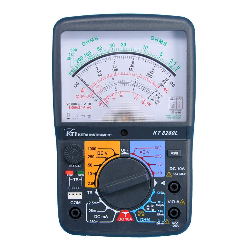 KT8260L Professional High-Precision Pointer Analogue Multimeter Multimeter Tester
KT8260L Professional High-Precision Pointer Analogue Multimeter Multimeter Tester