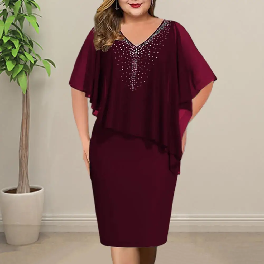 Elegant Women Party Dress V-neck Ruffle Business Reception Women Party Dress Asymmetric Party Midi Dress Women Garment
Elegant Women Party Dress V-neck Ruffle Business Reception Women Party Dress Asymmetric Party Midi Dress Women Garment