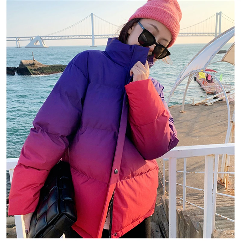 Rainbow Gradient Color Tie-dye Cotton Jacket Women's Autumn Winter Keep Warm Loose Thickening Long-sleeve Bread Coat Female
Rainbow Gradient Color Tie-dye Cotton Jacket Women's Autumn Winter Keep Warm Loose Thickening Long-sleeve Bread Coat Female