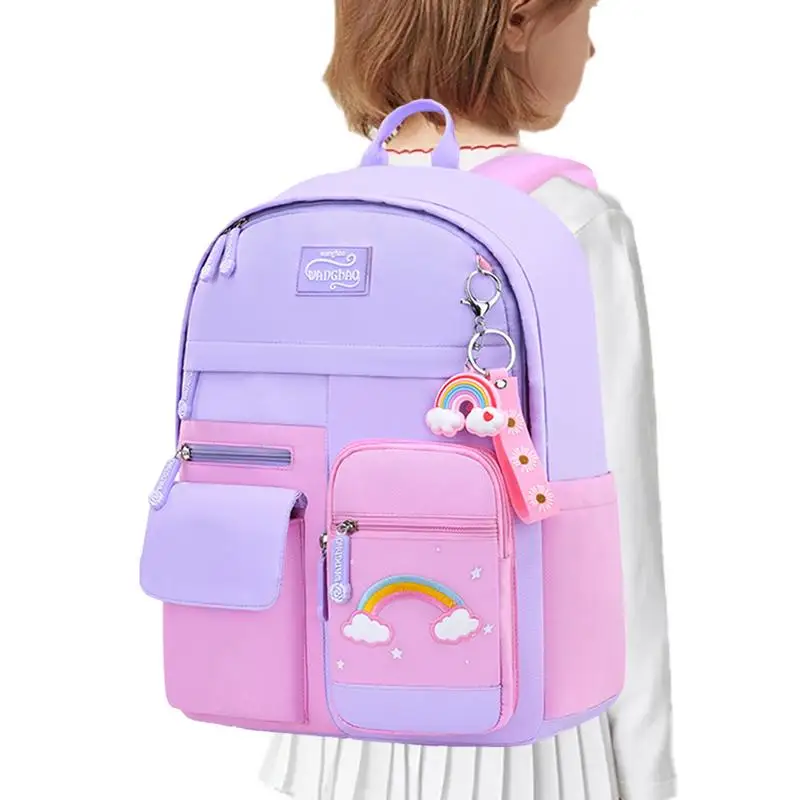 

Вместительный Радужный рюкзак для девочек, легкая Повседневная дорожная сумка, водонепроницаемый школьный ранец розового цвета для книг