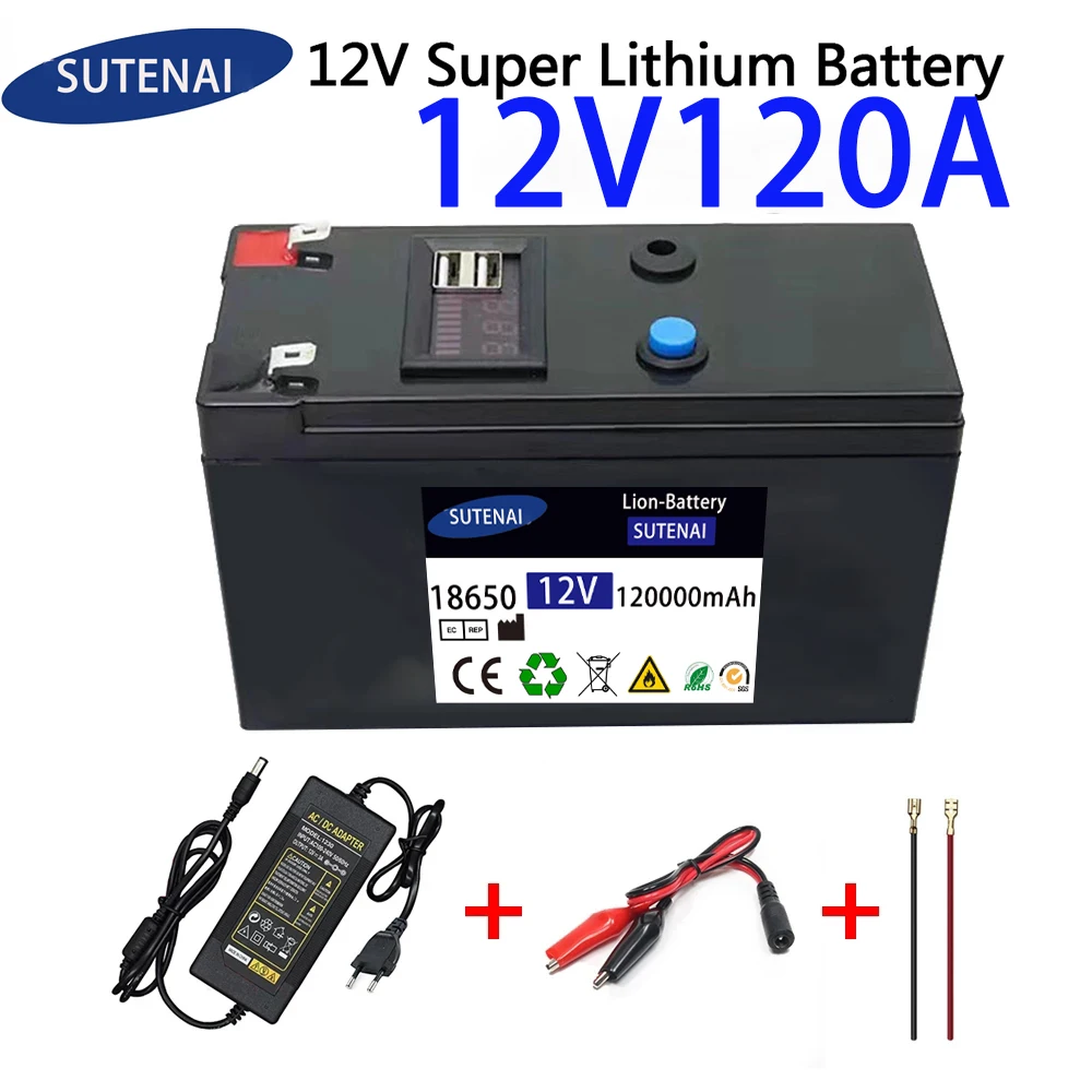 12V Battery 120Ah 18650 lithium battery pack Rechargeable battery for solar energy electric vehicle battery+12.6v3A charger
12V Battery 120Ah 18650 lithium battery pack Rechargeable battery for solar energy electric vehicle battery+12.6v3A charger