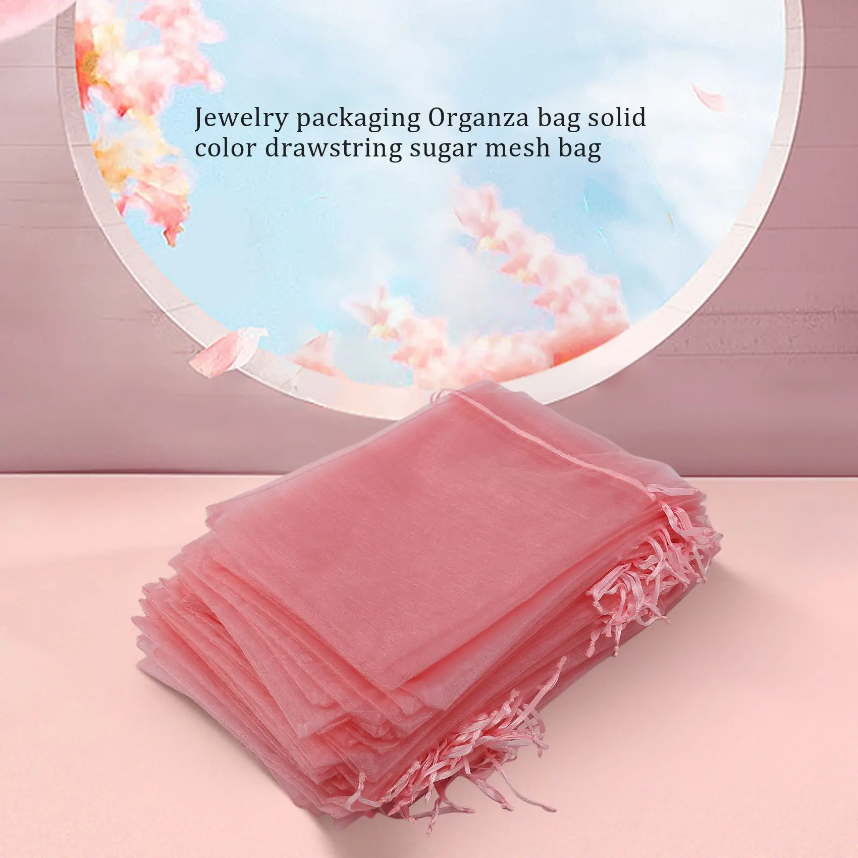 

100Pcs Large Organza Bags Blush Pink, 17X23 cm Mesh Gift Bags Drawstring Jewelry Pouches for Christmas Wedding