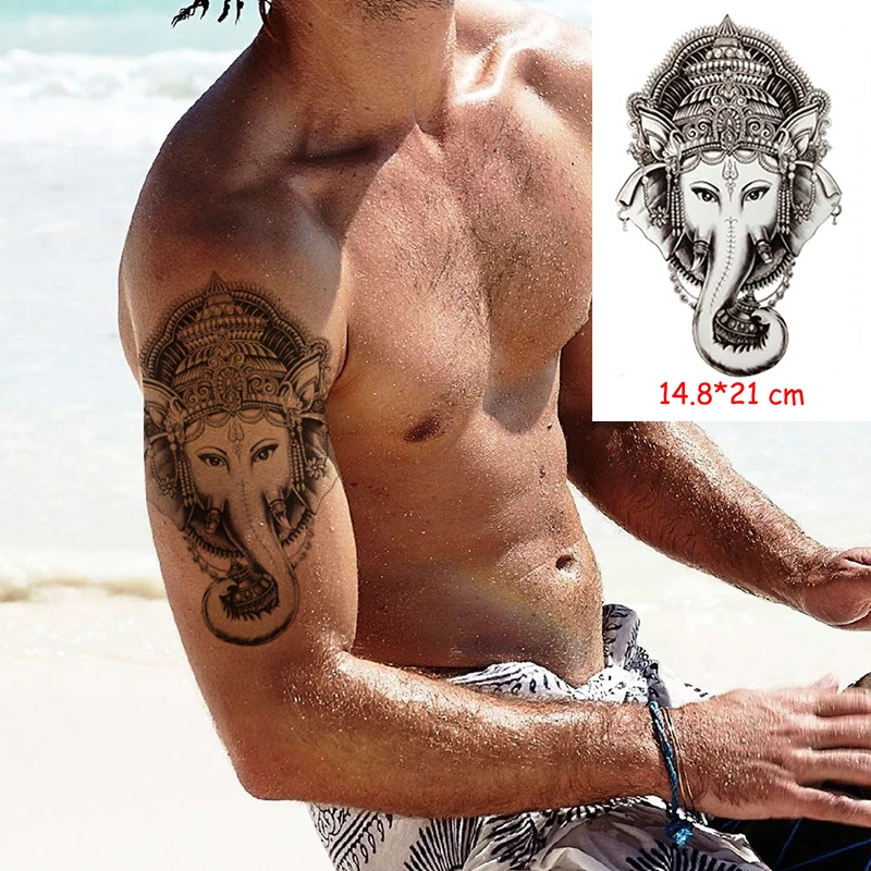 Waterproof Temporary Tattoo Sticker Ganesha elephant head Indian style tatoo Body Art fake tattoos Women/Men lady 14.8*21 cm
Waterproof Temporary Tattoo Sticker Ganesha elephant head Indian style tatoo Body Art fake tattoos Women/Men lady 14.8*21 cm