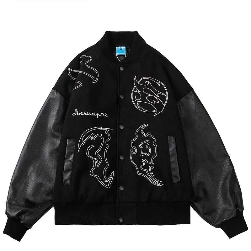 Autumn Men PU Leather Patchwork Bomber Jackets Hiphop Embrodiery Varsity Baseball Jacket Streetwear Harajuku Casual Outwear Coat
Autumn Men PU Leather Patchwork Bomber Jackets Hiphop Embrodiery Varsity Baseball Jacket Streetwear Harajuku Casual Outwear Coat