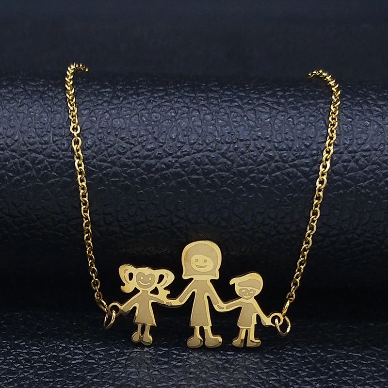 Mama Daughter Son Stainless Steel Statement Necklace for Women Gold Color Chain Jewelry collar mujer Mother's Day Gift N19745S07
Mama Daughter Son Stainless Steel Statement Necklace for Women Gold Color Chain Jewelry collar mujer Mother's Day Gift N19745S07