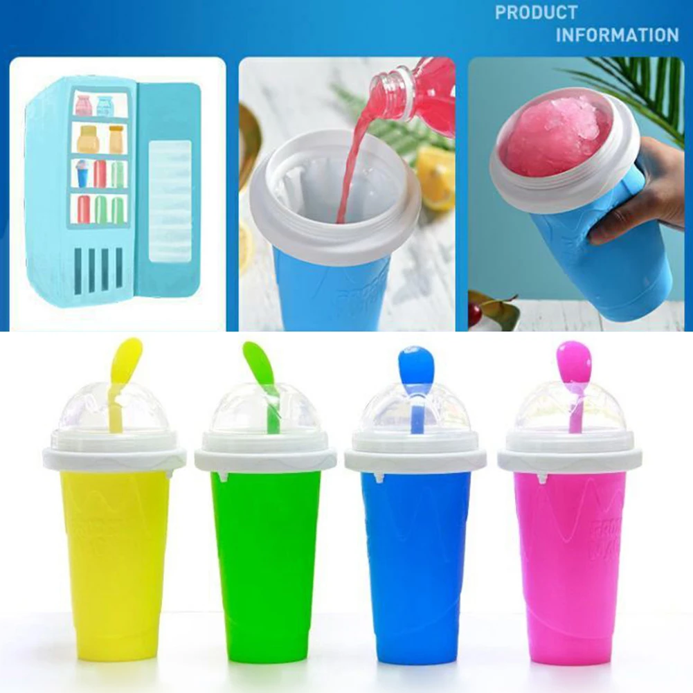 

2023 Summer Homemade Ice Cream Slushy Cup Silica Gel Hand Pinch Milkshake Bottle Squeeze Magic Quick-Frozen Smoothie Cup