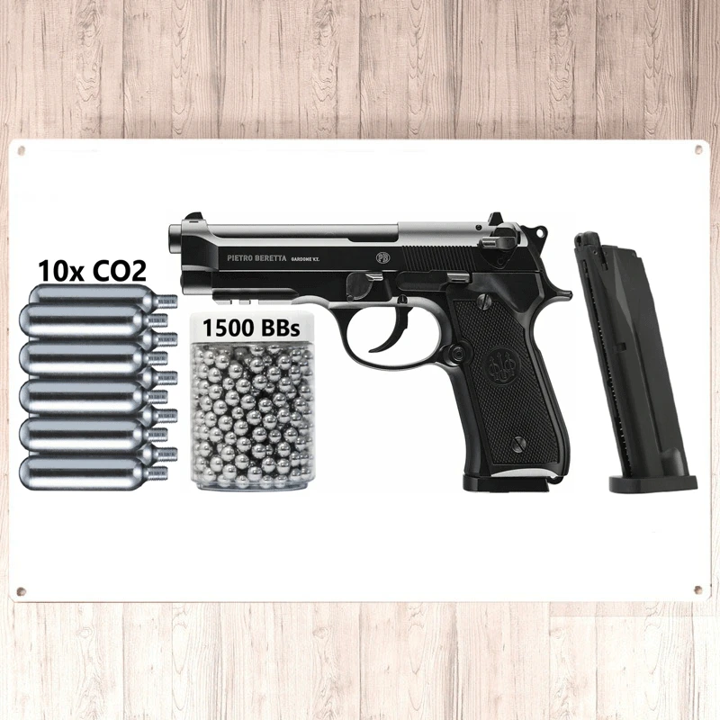 New 2022 Umarex Beretta M92 A1 - Full-Auto Blowback .177 CO2 BB Air Pistol - 310 FPS Wall tin sign Wall poster 8*6inch Plate
New 2022 Umarex Beretta M92 A1 - Full-Auto Blowback .177 CO2 BB Air Pistol - 310 FPS Wall tin sign Wall poster 8*6inch Plate