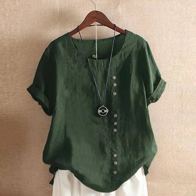 2020 summer retro solid color top large size casual loose cotton and linen short-sleeved pullover round neck T-shirt women
2020 summer retro solid color top large size casual loose cotton and linen short-sleeved pullover round neck T-shirt women