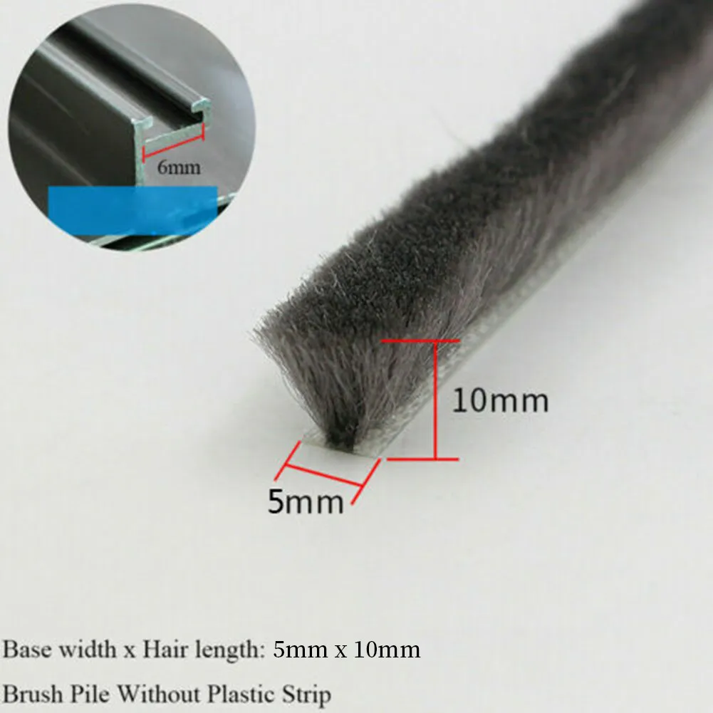 

10M Hairy Seal Brush Seal Strip 5*10mm/5/12mm Pile Casement Sliding Door Weather Strip Draught Excluder Wind-proof Strip Gasket