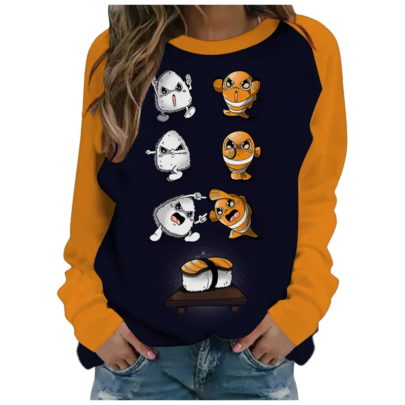 Food Print Long Sleeve T-Shirt Street Fashion Sushi Graphic Print Ladies Small Graphic Ladies Long Sleeve T-Shirt
Food Print Long Sleeve T-Shirt Street Fashion Sushi Graphic Print Ladies Small Graphic Ladies Long Sleeve T-Shirt