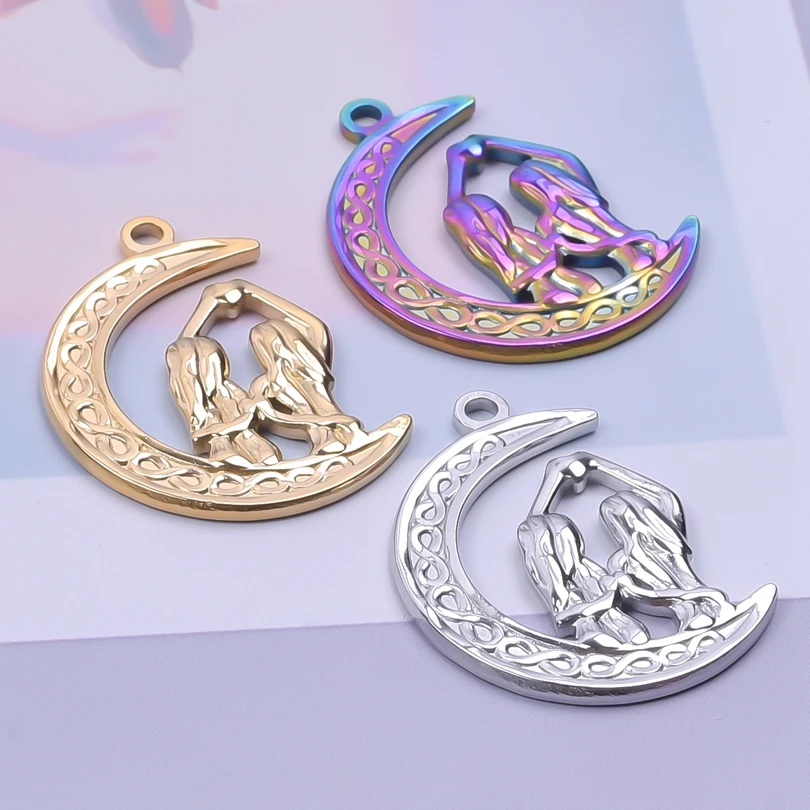 5PCS Stainless Steel The Girl on Moon Necklace Pendants Accessories Jewelry Making Fashion Necklace for Women Craft Supplies
5PCS Stainless Steel The Girl on Moon Necklace Pendants Accessories Jewelry Making Fashion Necklace for Women Craft Supplies
