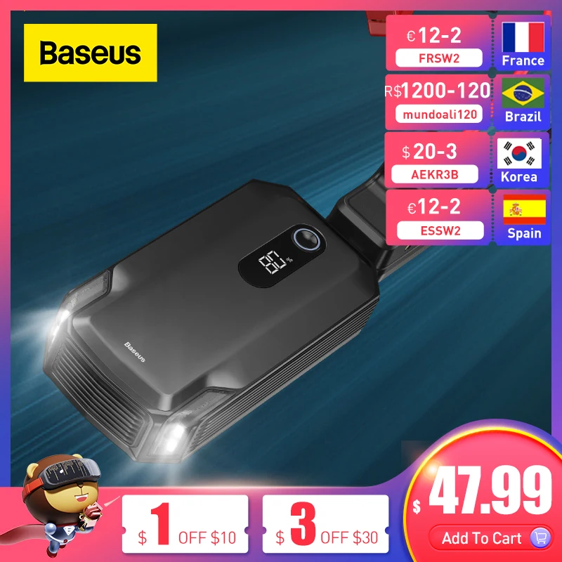 Baseus Car Jump Starter 20000mah 2000A Power Bank 10000mah 1000A Portable Car Battery Booster 12V Auto External Battery Charger
Baseus Car Jump Starter 20000mah 2000A Power Bank 10000mah 1000A Portable Car Battery Booster 12V Auto External Battery Charger