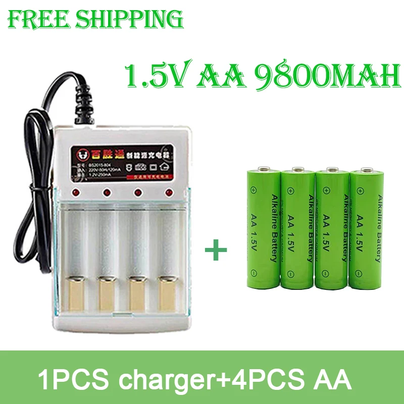 AAbattery Rechargeable Battery 1.5V AA9800MAH WithchargerAAA Alkalinitybattery Suitable ForElectrictoys MP3shaverremotecontrol
AAbattery Rechargeable Battery 1.5V AA9800MAH WithchargerAAA Alkalinitybattery Suitable ForElectrictoys MP3shaverremotecontrol