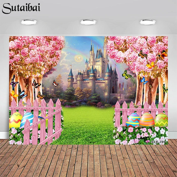 Spring Color Butterfly Background Easter Egg Pink Castle Cherry Blossom Child Portrait Backdrops for Photo Studio Shooting Props
Spring Color Butterfly Background Easter Egg Pink Castle Cherry Blossom Child Portrait Backdrops for Photo Studio Shooting Props