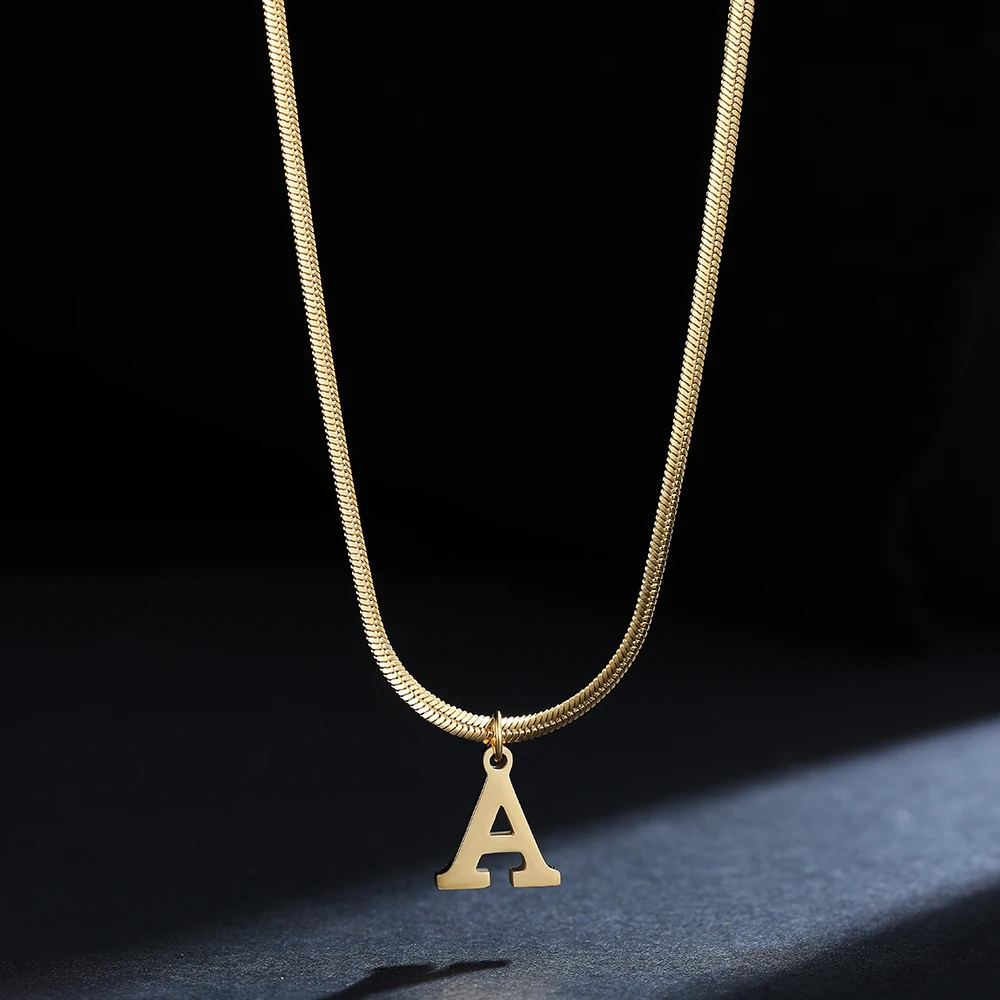 Vintage Stainless Steel 26 Letters Snake Chain 18K Gold Plated Minimalist Alphabet Pendant Necklace Women Birthday Gifts Jewelry
Vintage Stainless Steel 26 Letters Snake Chain 18K Gold Plated Minimalist Alphabet Pendant Necklace Women Birthday Gifts Jewelry