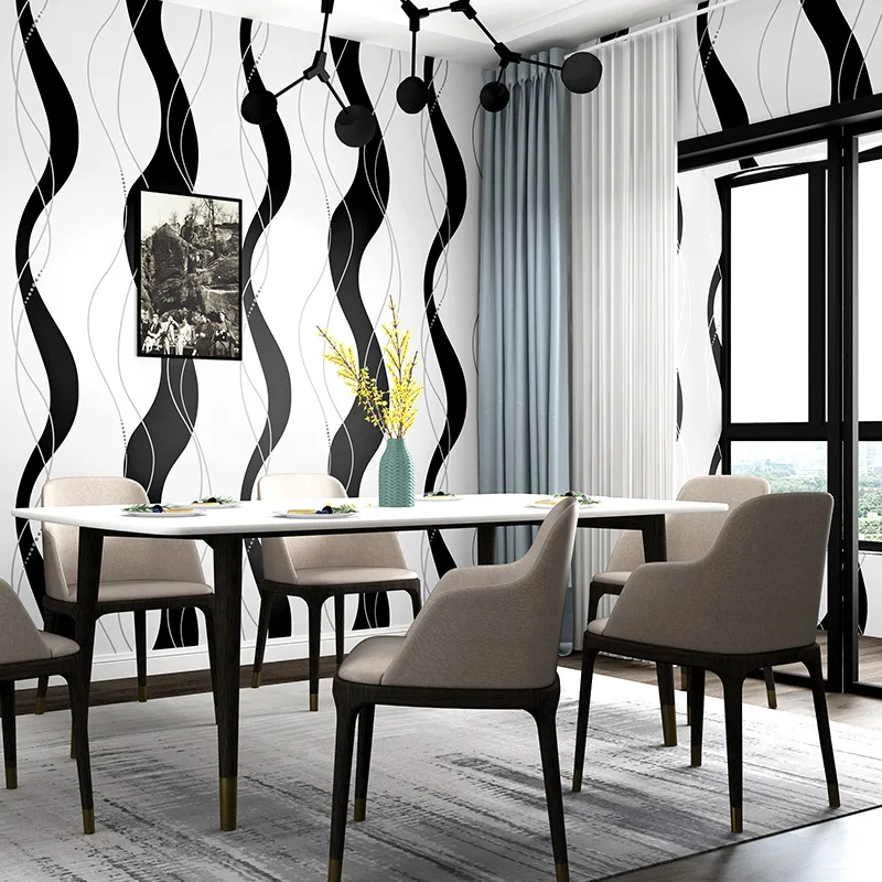 Wavy wallpaper black and white vertical stripe modern simple geometry Nordic style bedroom living room TV background wallpaper
Wavy wallpaper black and white vertical stripe modern simple geometry Nordic style bedroom living room TV background wallpaper